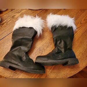 Black Boots with White Fur Trim